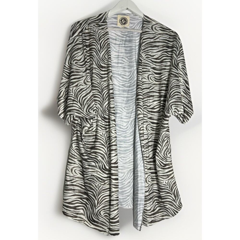 Tees2urdoor Cardigan Kimono Women L/XL Zebra Print Open Front Beach Pool Cover